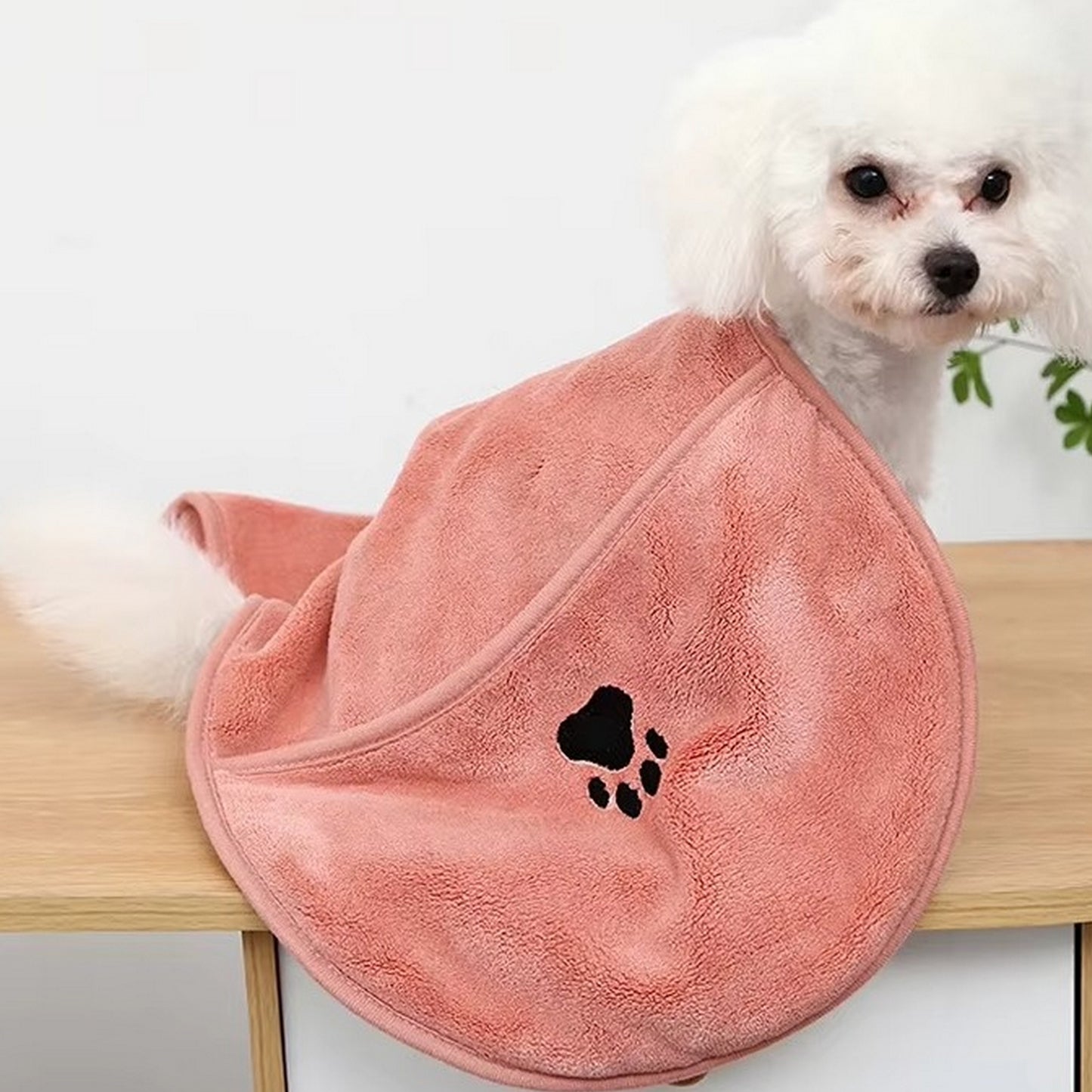 serviette bain chien rose