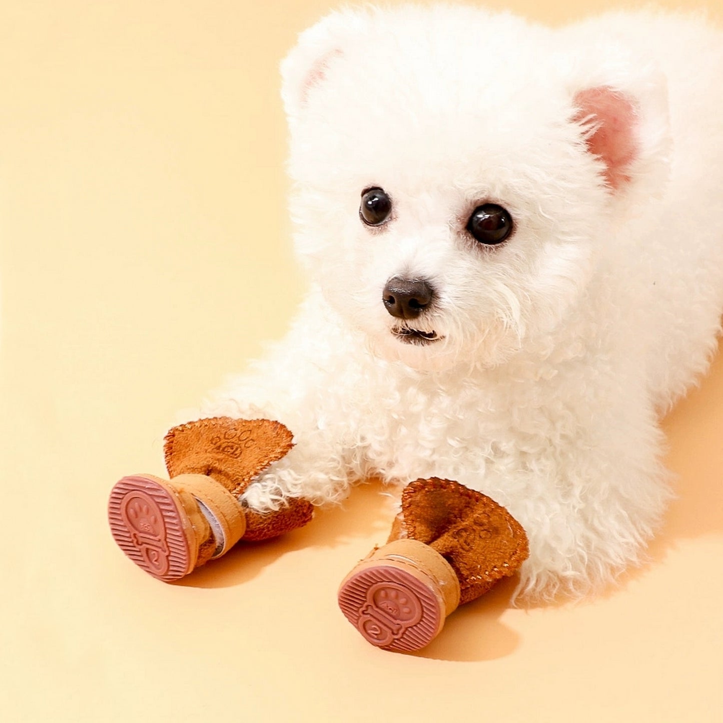 Bottines chien fourrées marron