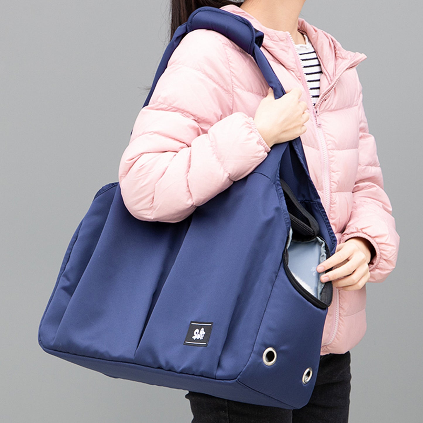 Sac à main bleu transport chien