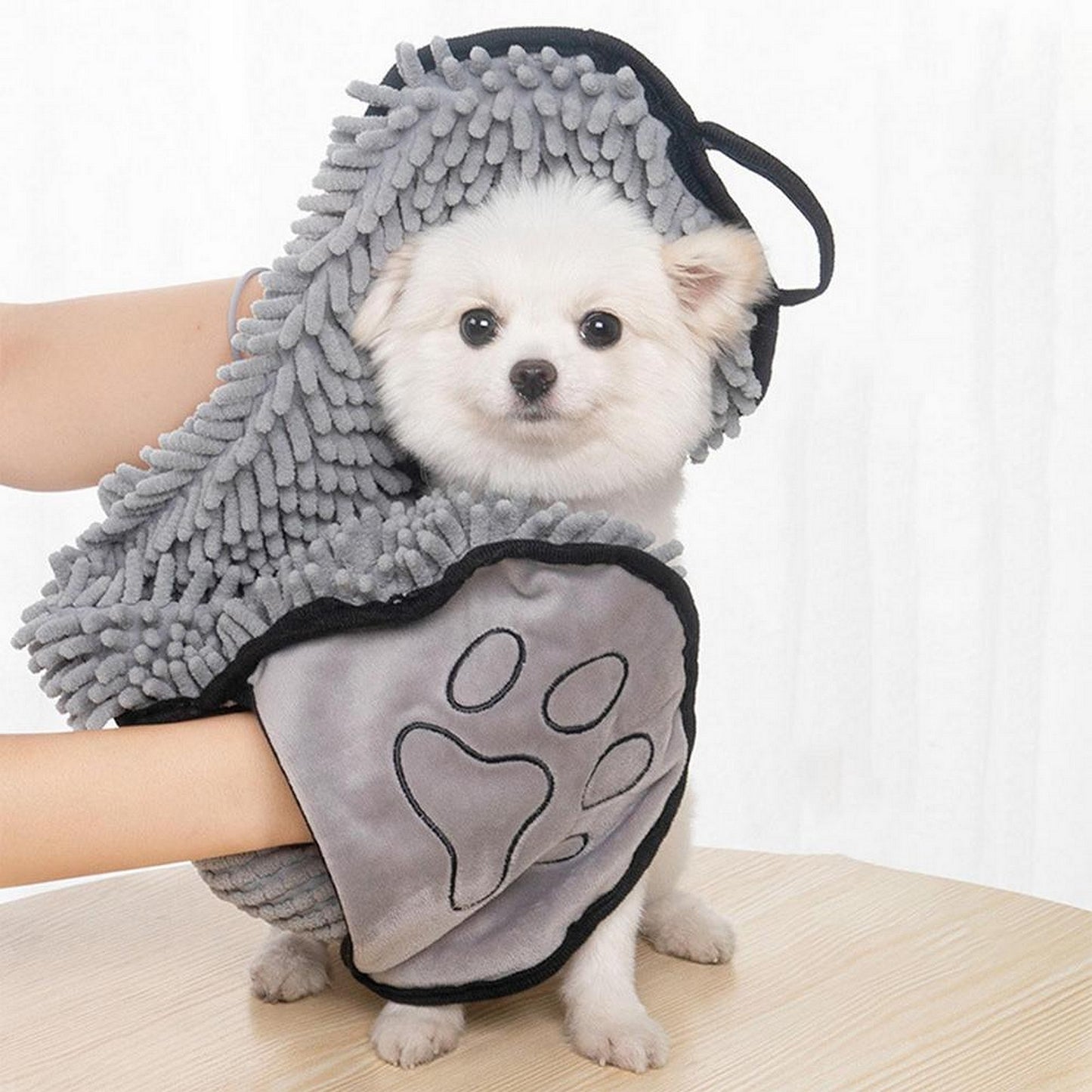 Serviette de bain pour chien gris