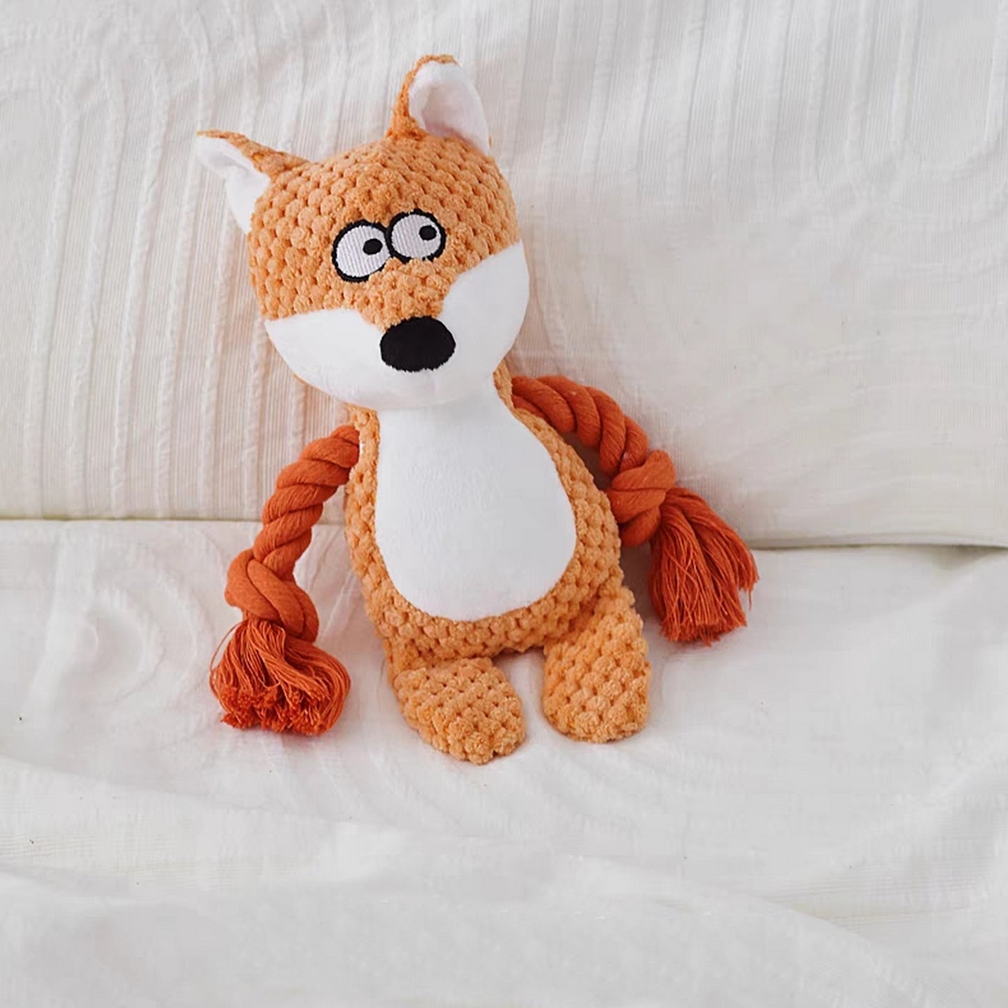 chien peluche orange renard