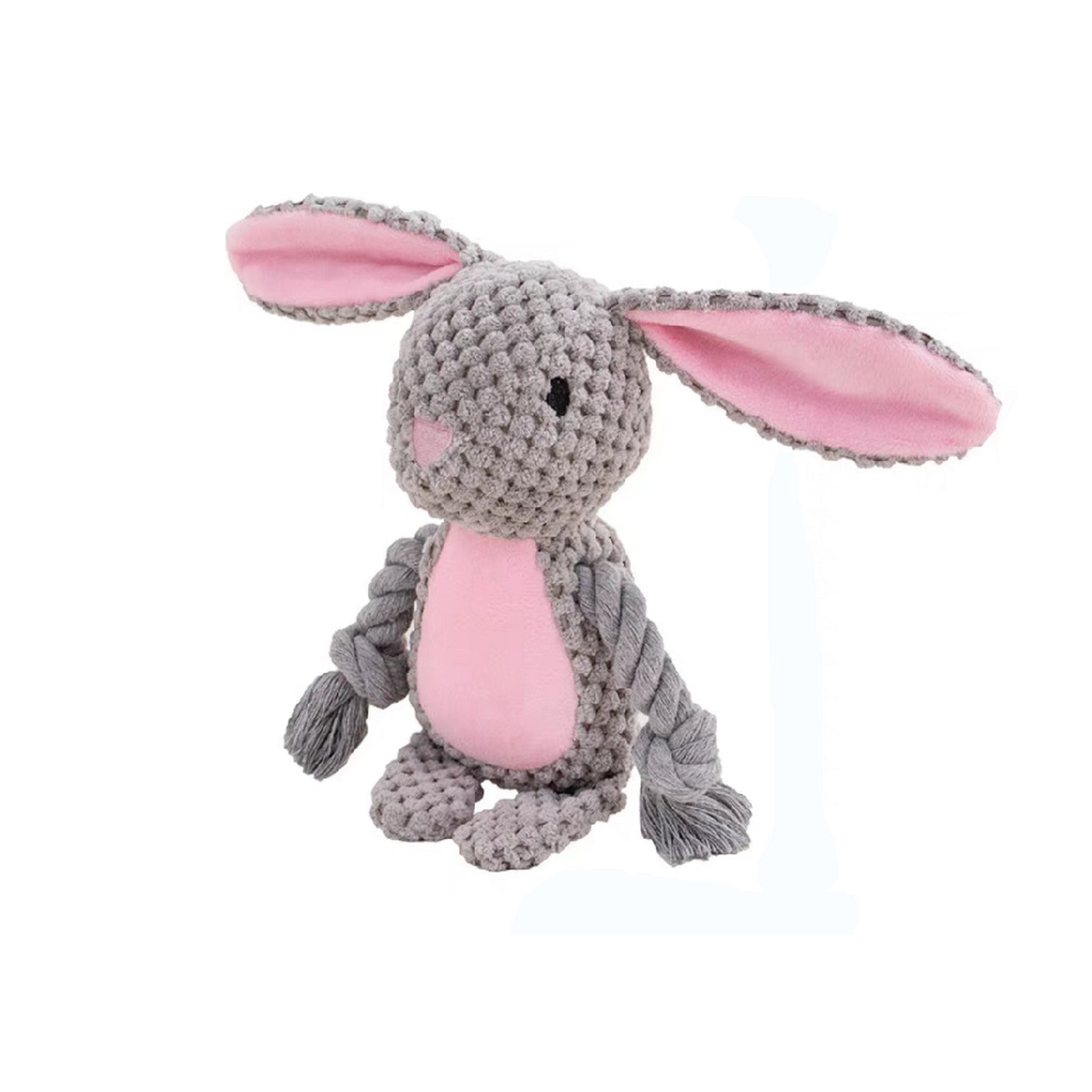 peluche lapin gris rose