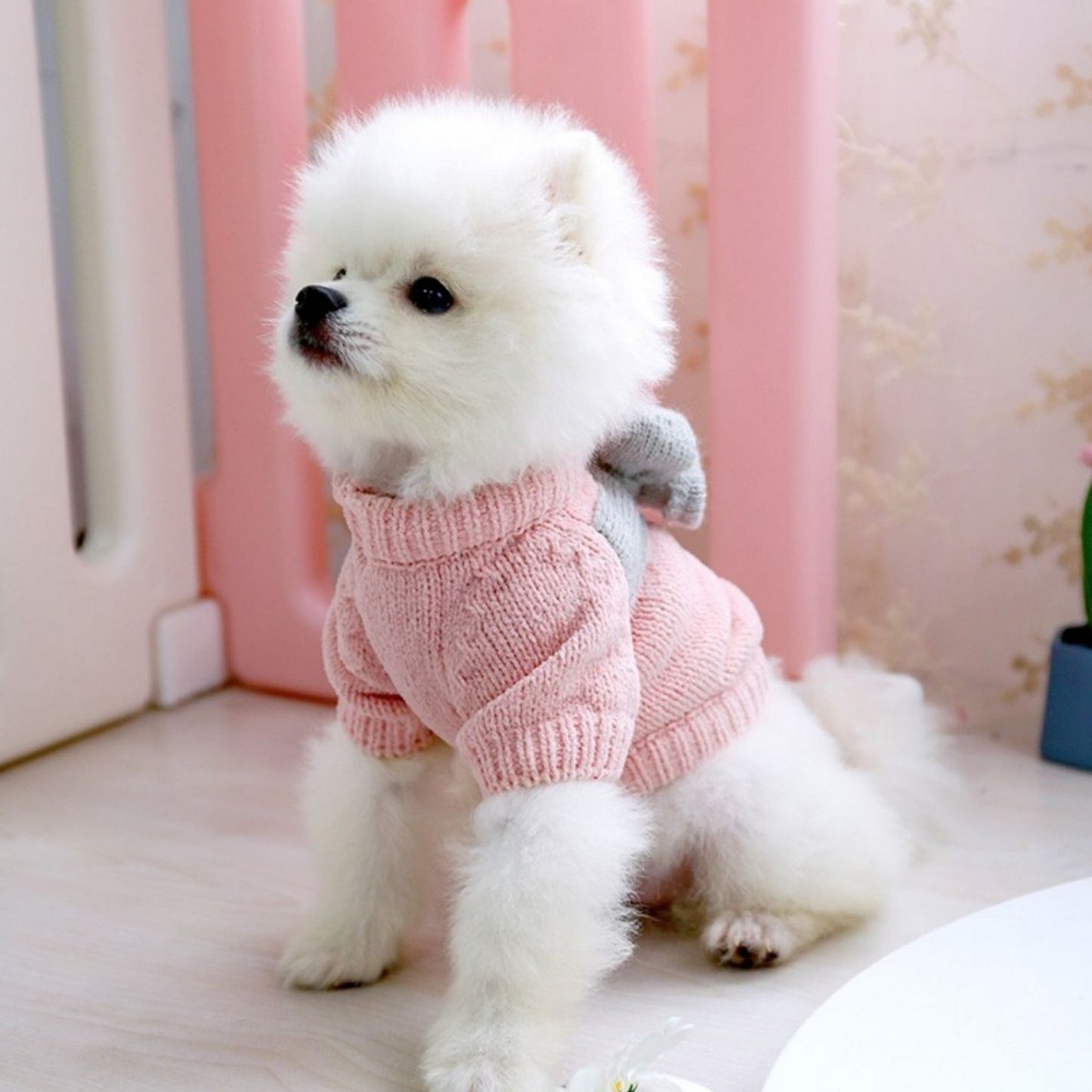 Pullover rose chien mignon
